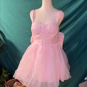 Women's Pink Mini Tulle Party Dress